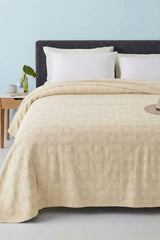 Cozy Beige Geometric Thermal Blanket 72x90 Inches | 300 GSM DZ-15