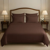 8 Pcs Comforter Set CHOCO SATIN STRIPE light weight filling )