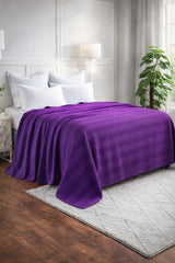 Textured Chevron Woven Cotton Blanket – Cozy All-Season Throw in Rich Purple DZ-22