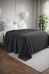 Textured Chevron Woven Cotton Blanket – Cozy All-Season Throw in Rich Black DZ-21
