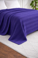 Textured Chevron Woven Cotton Blanket – Cozy All-Season Throw in Rich Blue DZ-23