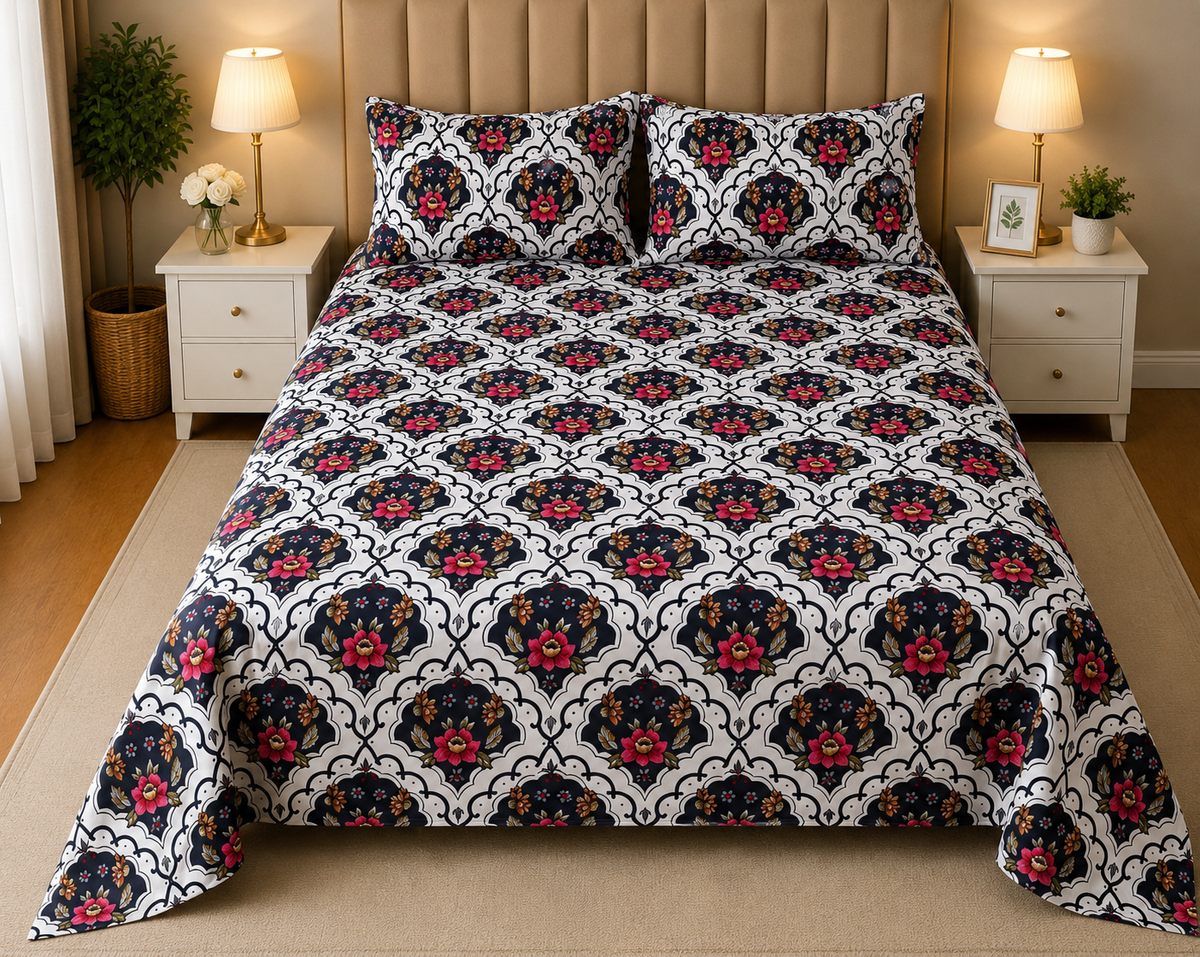 - PREMIUM COTTON KING BEDSHEET 3 PCS