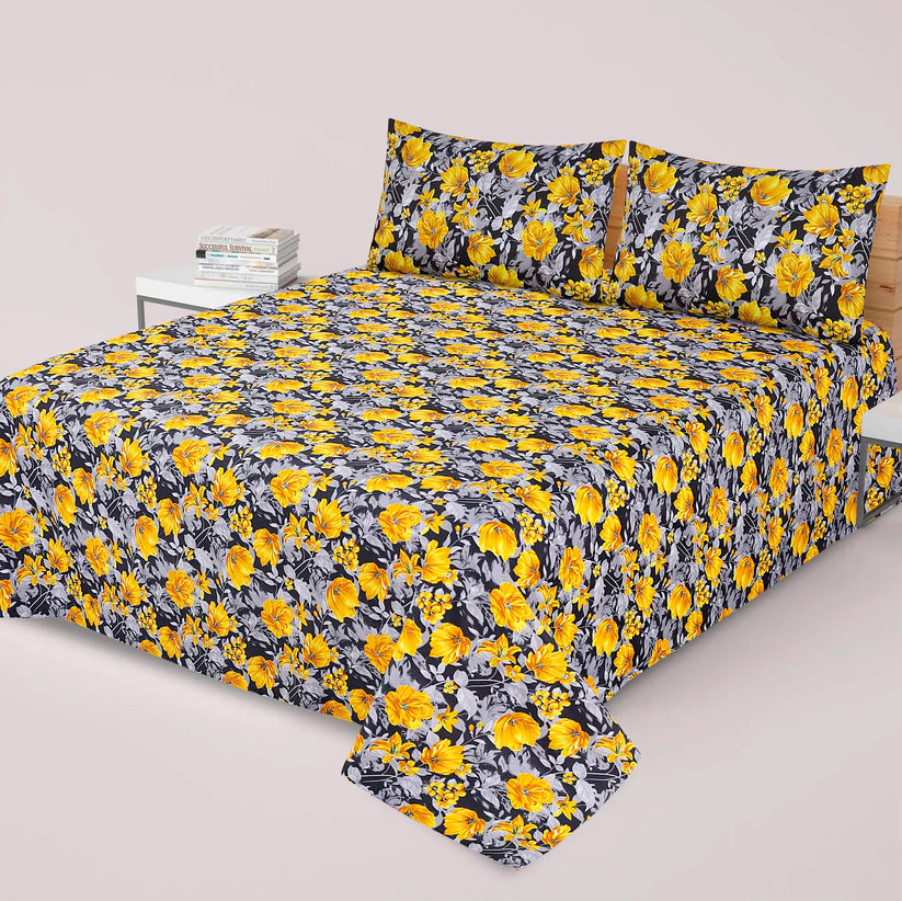 DZ-1046 PREMIUM COTTON KING BEDSHEET 3 PCS