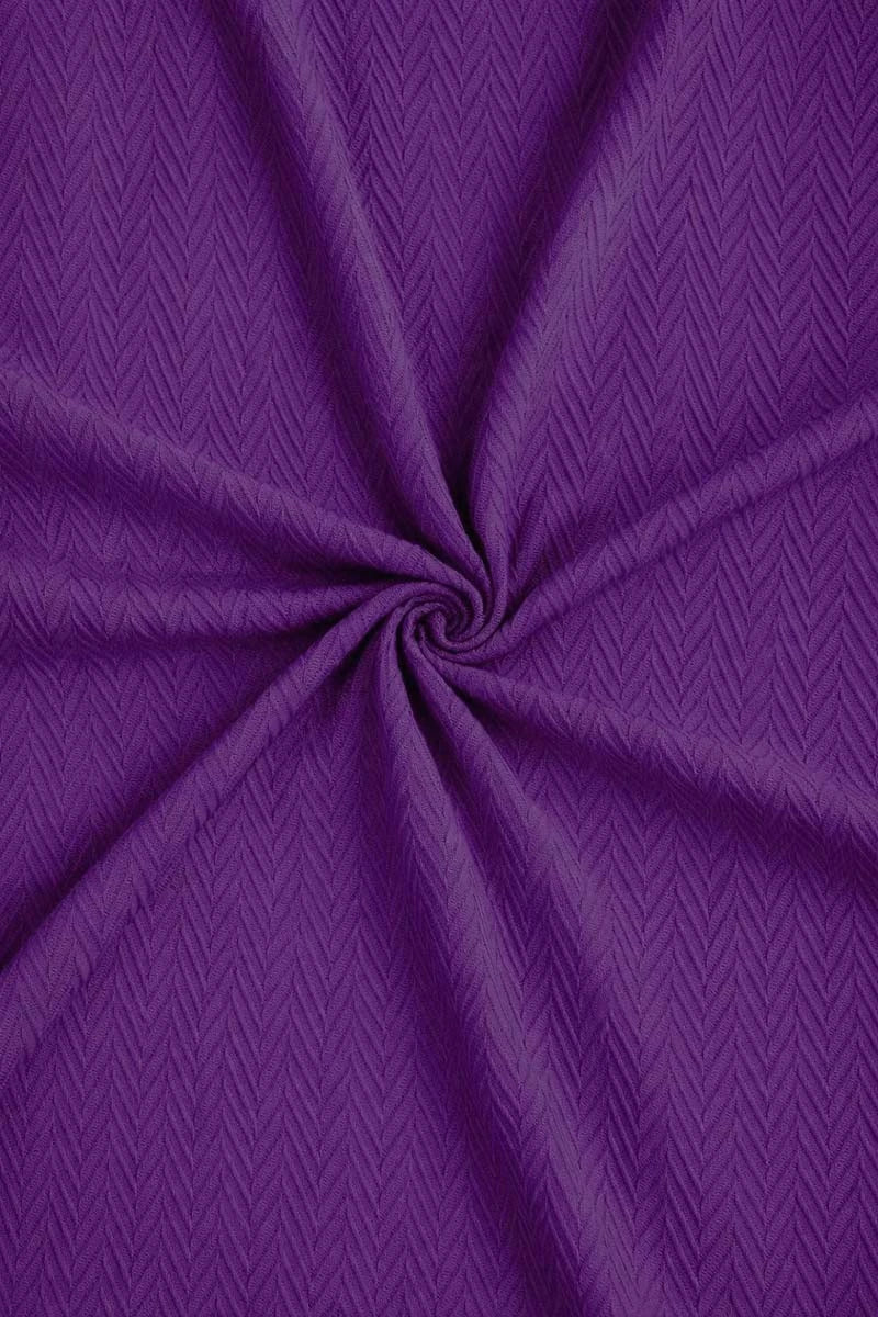 Plum Purple Thermal Cotton Blanket - Zig-Zag Chevron Texture