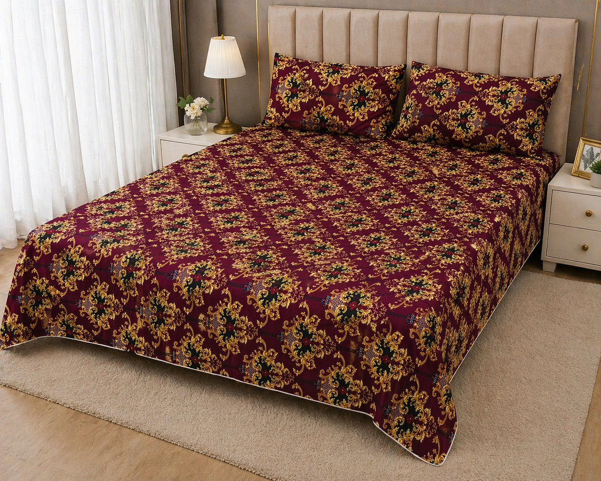 NIL-1005 PREMIUM COTTON KING BEDSHEET 3 PCS
