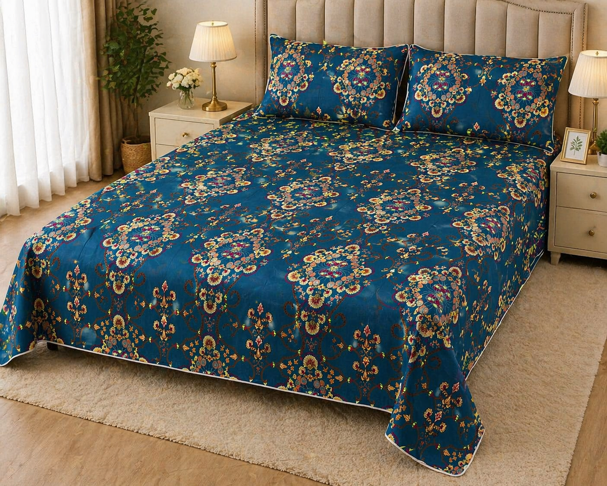 PRINTED PURE COTTON BEDSHEET ASH-4098