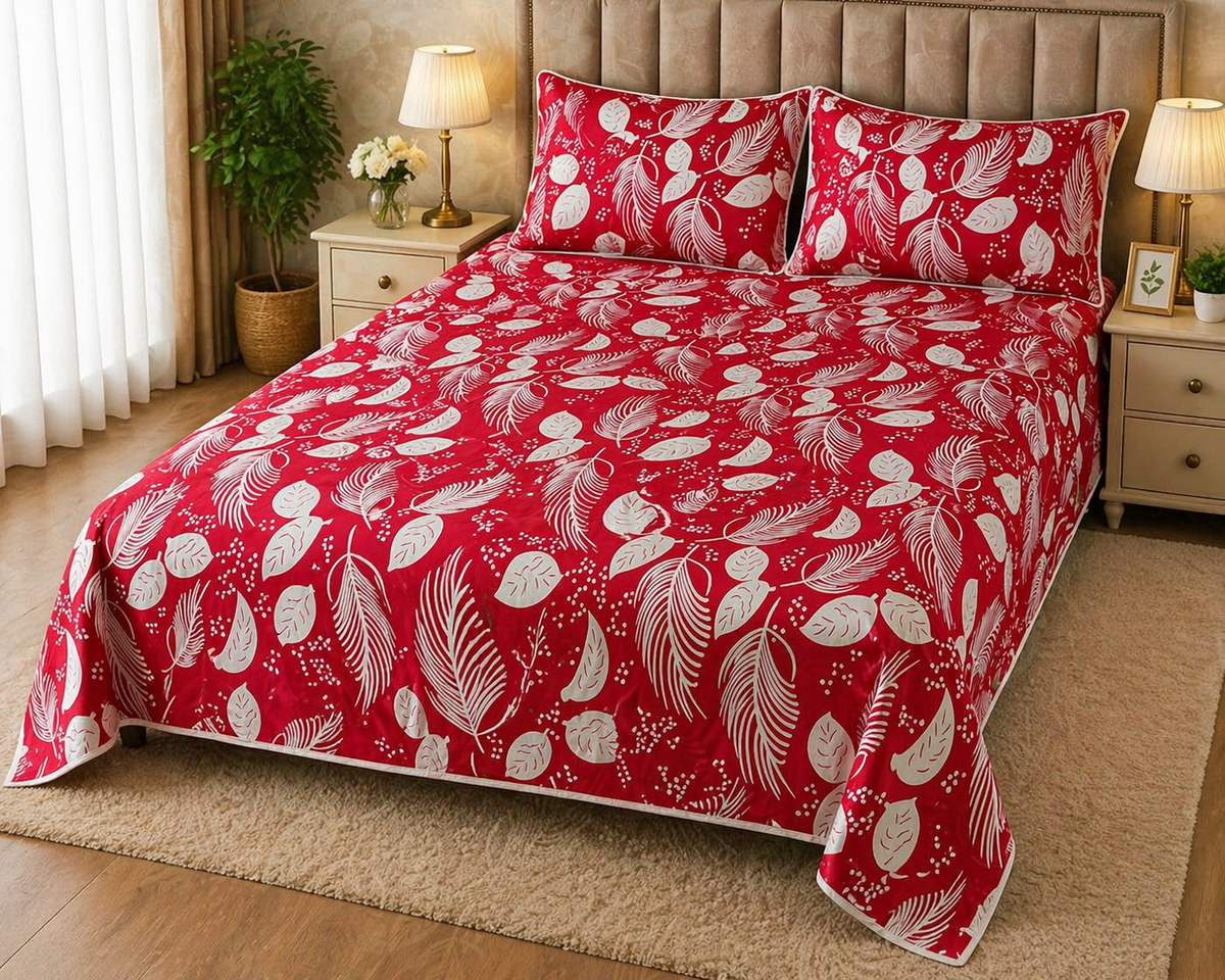 DZ-1037 PREMIUM COTTON KING BEDSHEET 3 PCS