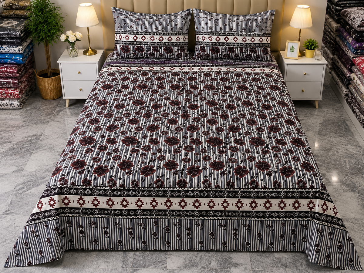 PINKO- PREMIUM COTTON KING BEDSHEET 3 PCS