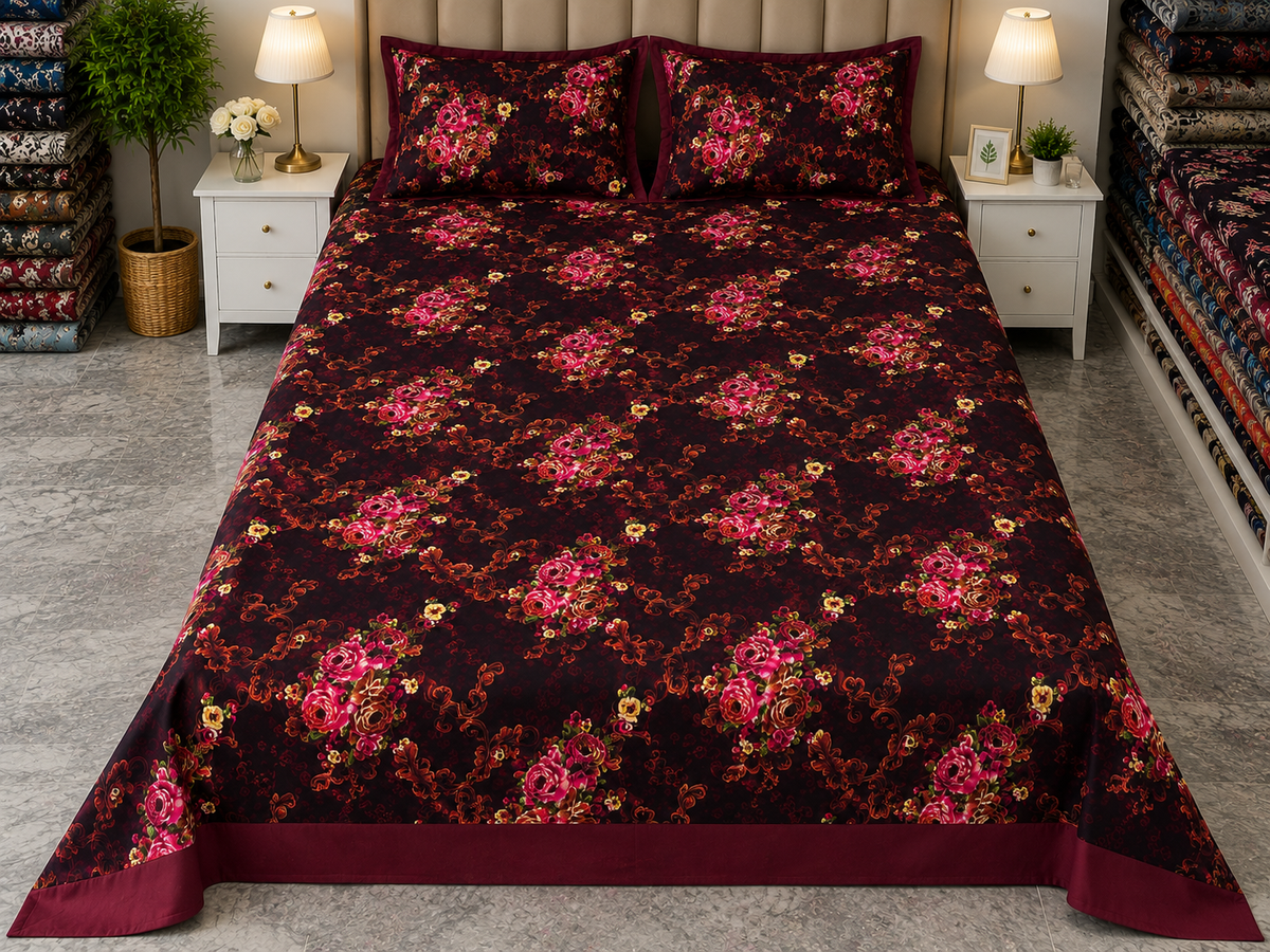 DZ-1043 PREMIUM COTTON KING BEDSHEET 3 PCS