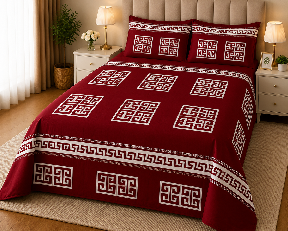 LUMINO - PREMIUM COTTON KING BEDSHEET 3 PCS