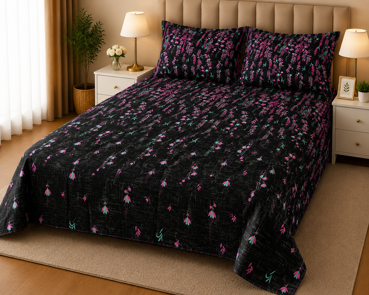 DZ-1025 PREMIUM COTTON KING BEDSHEET 3 PCS