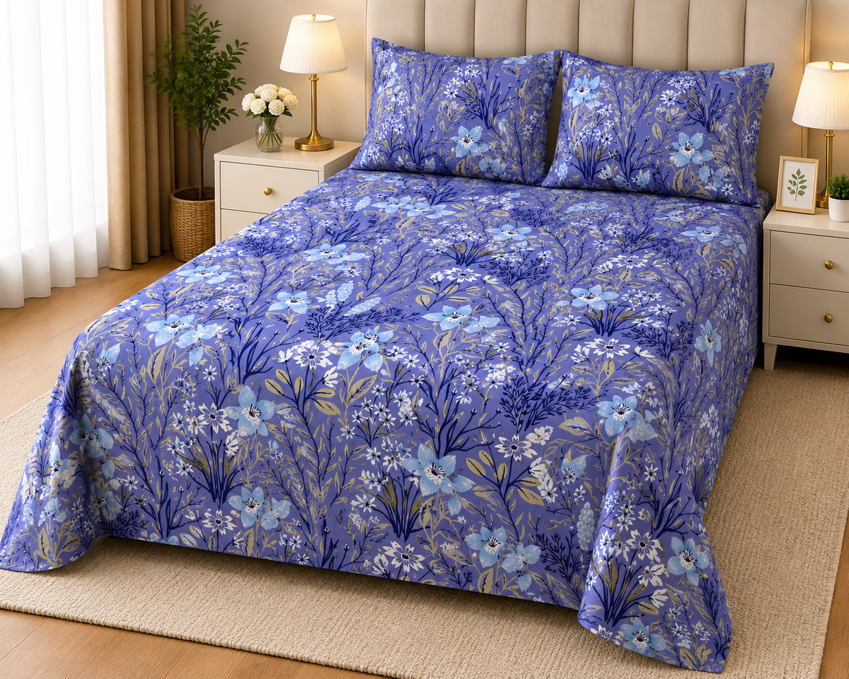 DZ-1043 PREMIUM COTTON KING BEDSHEET 3 PCS