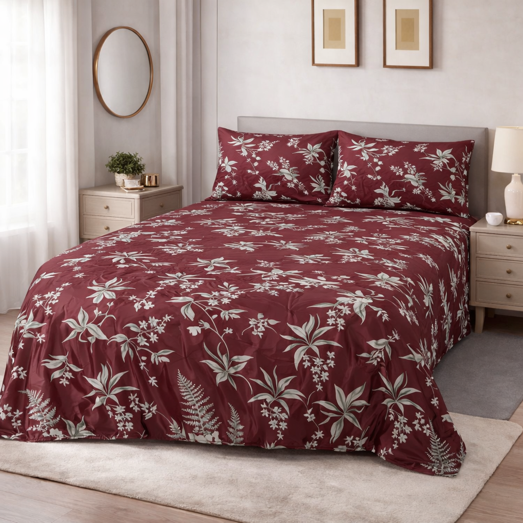 BLUFERY PRINTED PURE COTTON BEDSHEET ASH-4007