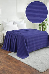 Textured Chevron Woven Cotton Blanket – Cozy All-Season Throw in Rich Blue DZ-23
