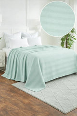 Textured Chevron Woven Cotton Blanket – Cozy All-Season Throw in Rich Teal Green DZ-18