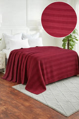 Textured Chevron Woven Cotton Blanket – Cozy All-Season Throw in Rich Maroon DZ-20