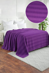 Textured Chevron Woven Cotton Blanket – Cozy All-Season Throw in Rich Purple DZ-22