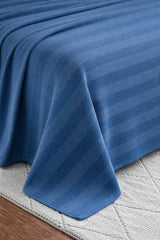 Textured Chevron Woven Cotton Blanket – Cozy All-Season Throw in Rich Light Blue DZ-19