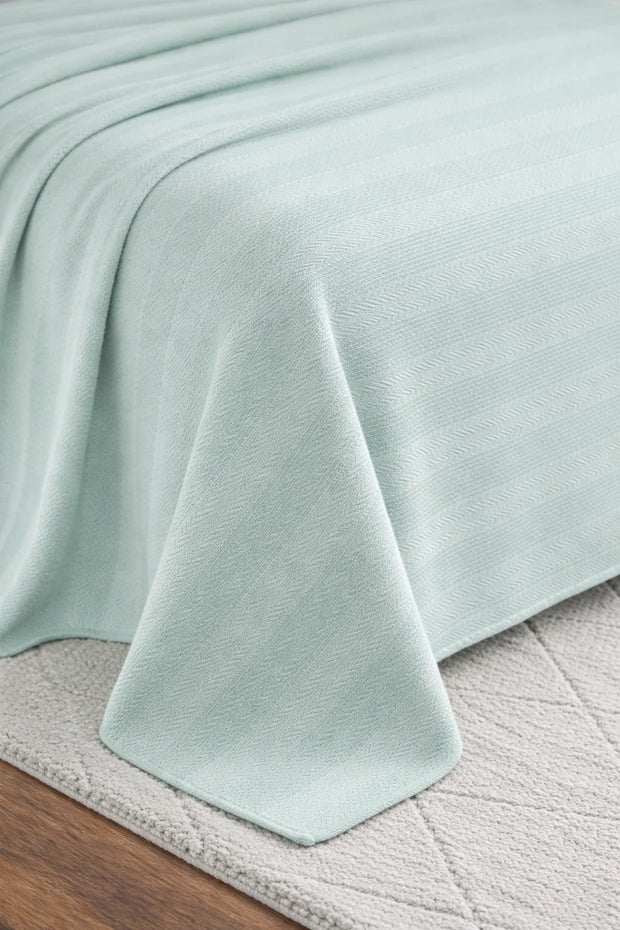 Textured Chevron Woven Cotton Blanket – Cozy All-Season Throw in Rich Teal Green DZ-18