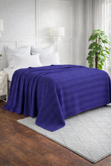 Textured Chevron Woven Cotton Blanket – Cozy All-Season Throw in Rich Blue DZ-23