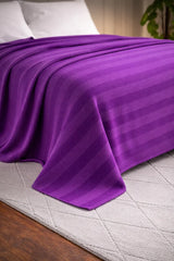 Textured Chevron Woven Cotton Blanket – Cozy All-Season Throw in Rich Purple DZ-22