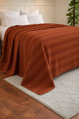 Textured Chevron Woven Cotton Blanket – Cozy All-Season Throw in Rich Brown DZ-24