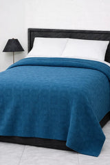 Cozy Deep Blue Geometric Thermal Blanket 72x90 Inches | 300 GSM DZ-14