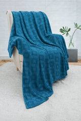 Cozy Deep Blue Geometric Thermal Blanket 72x90 Inches | 300 GSM DZ-14
