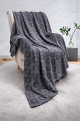 Elegant Dark Gray Geometric Thermal Blanket 72x90 Inches | 300 GSM DZ-13