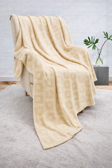 Cozy Beige Geometric Thermal Blanket 72x90 Inches | 300 GSM DZ-15