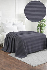 Textured Chevron Woven Cotton Blanket – Cozy All-Season Throw in Rich Black DZ-21