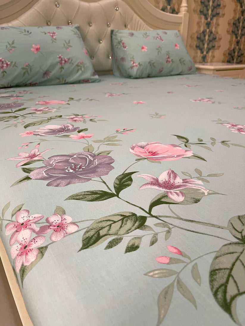 S.G WHITE  COTTON KING BEDSHEET 3 PCS