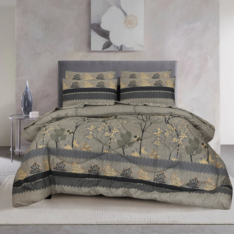 Cement Double Bed 6 pc Winter Razai Set (Heavy Filling) DZ-37