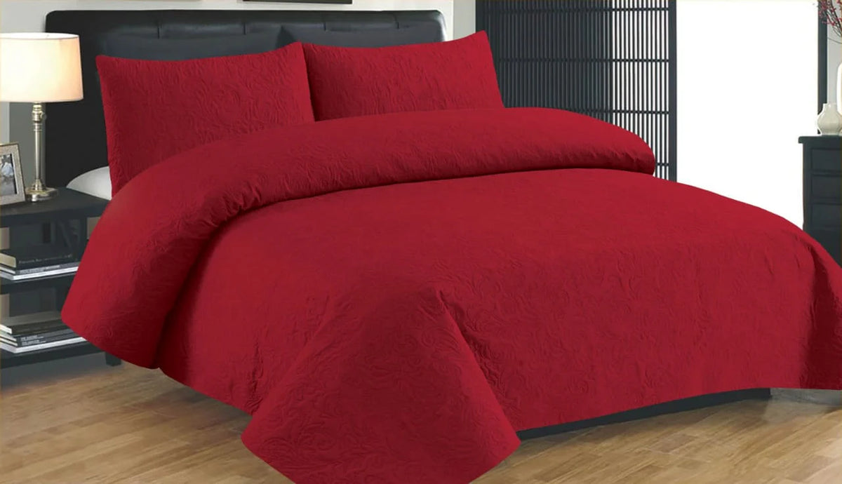 LUXURY BED SPREADS SET REDII- 3PCS