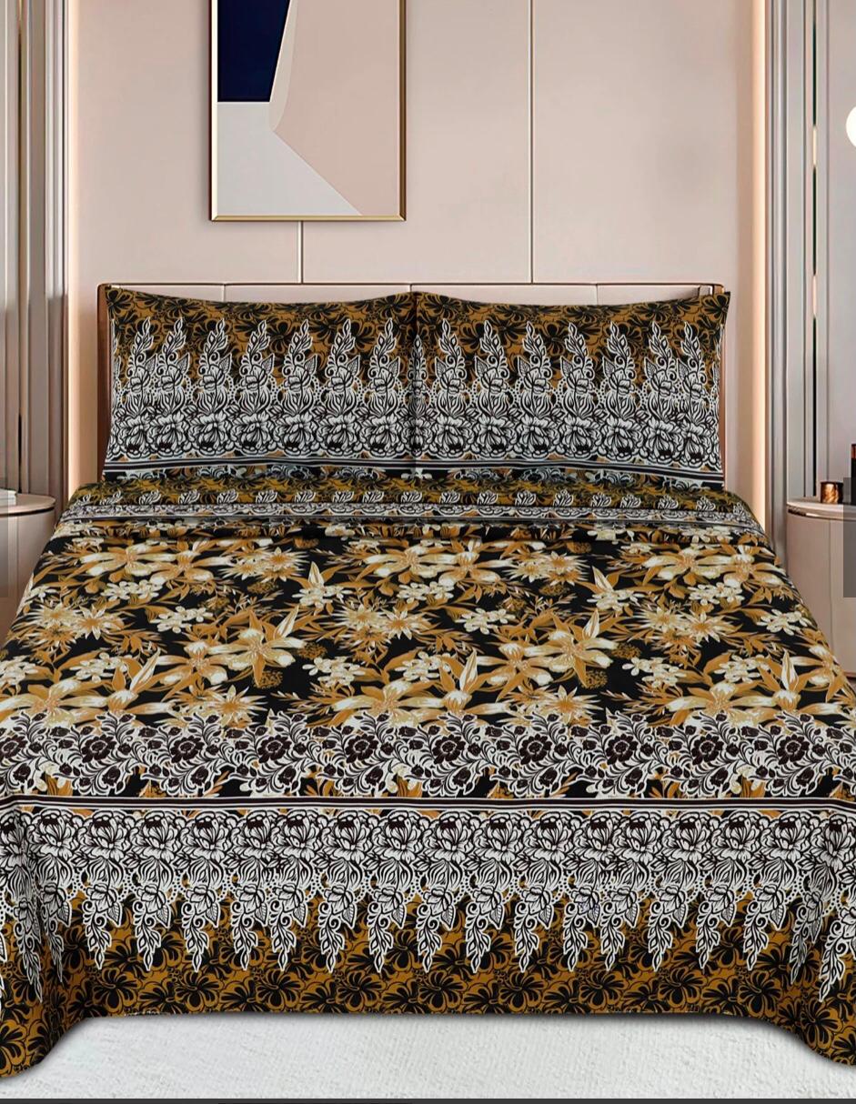 LEAFY SERENADE PREMIUM COTTON KING BEDSHEET 3 PCS