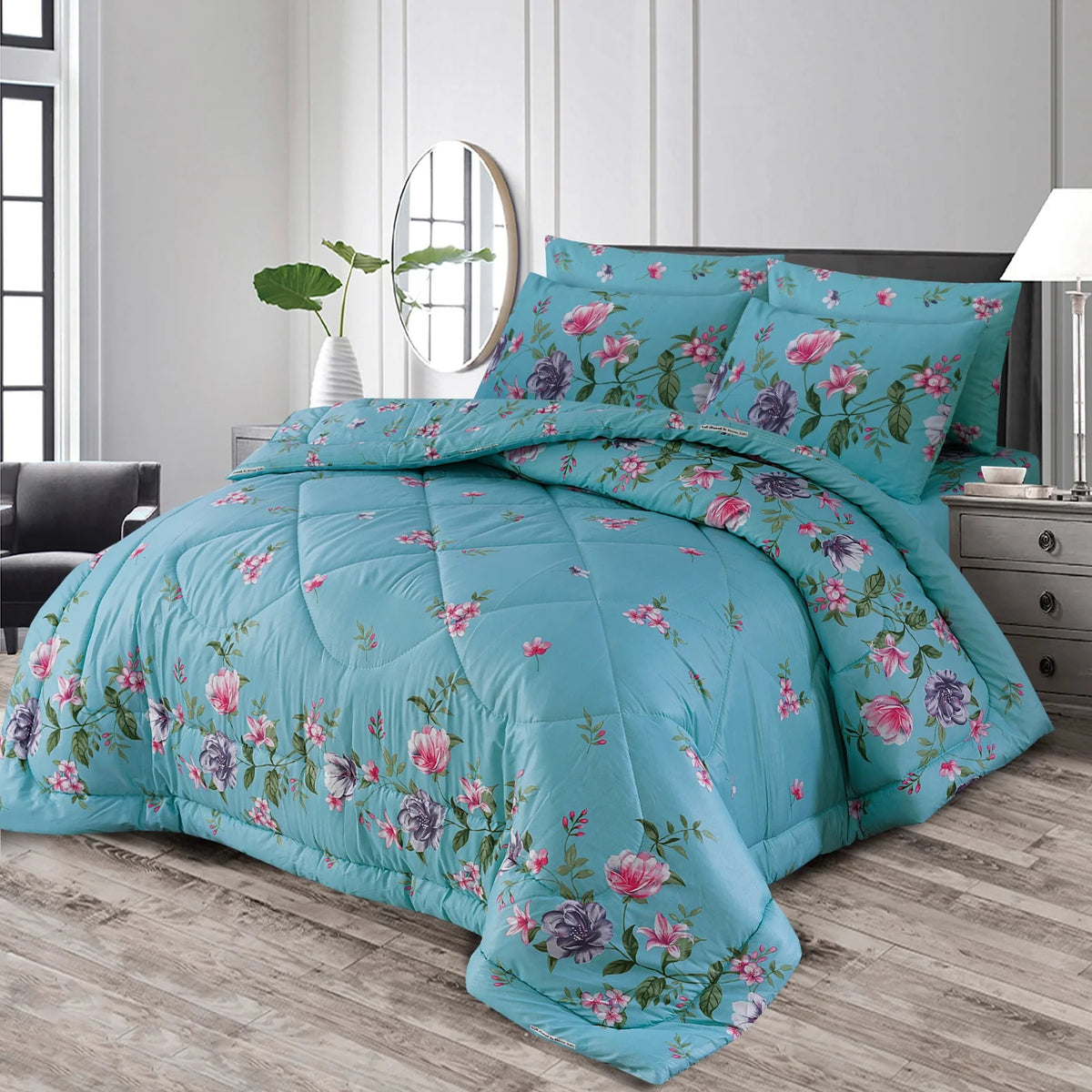 Double Bed 6 pc Winter Razai Set (Heavy Filling) DZ-12