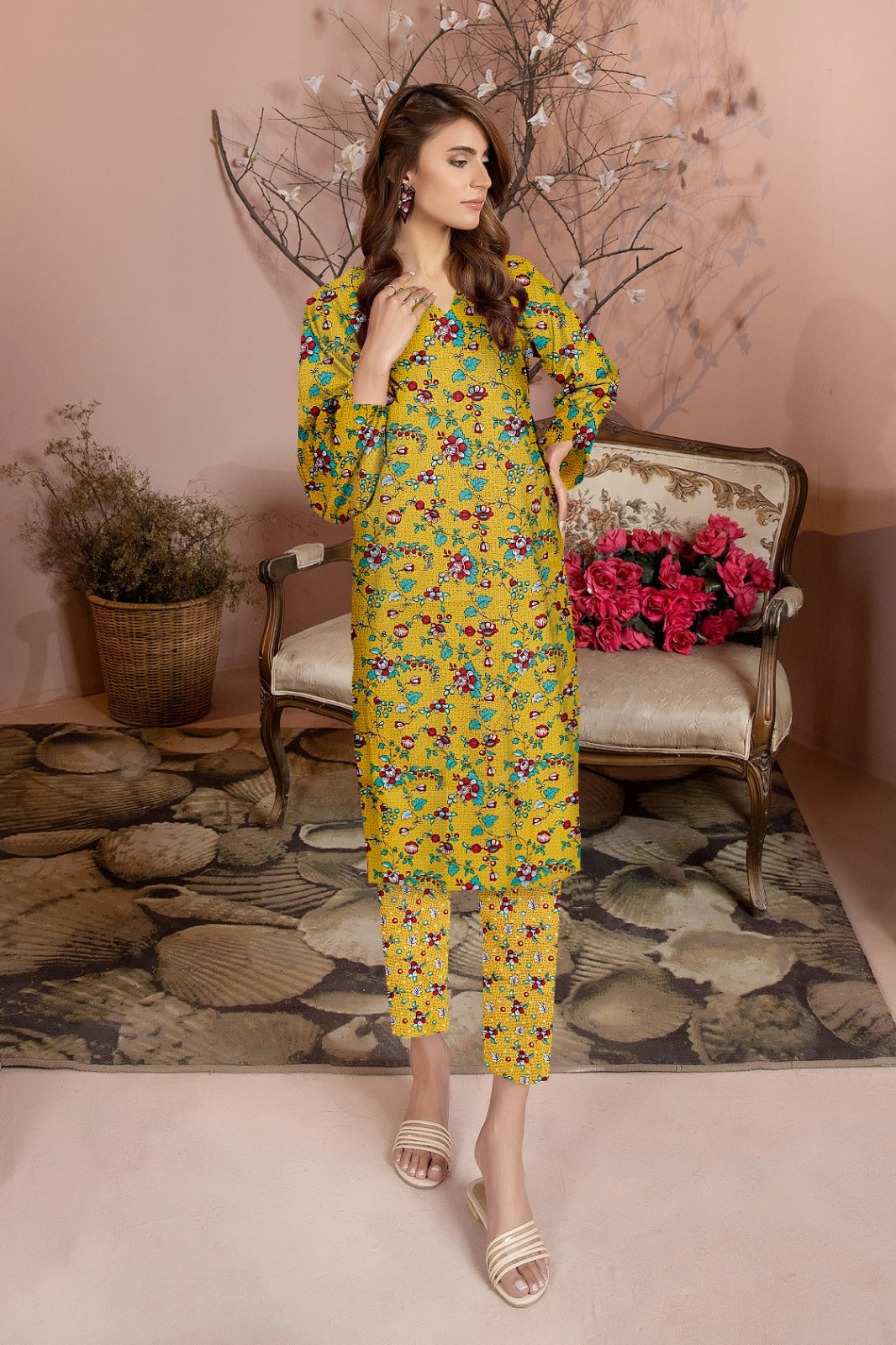 2 Piece – Cotton Digital Print Suit ( Nishat LS67)