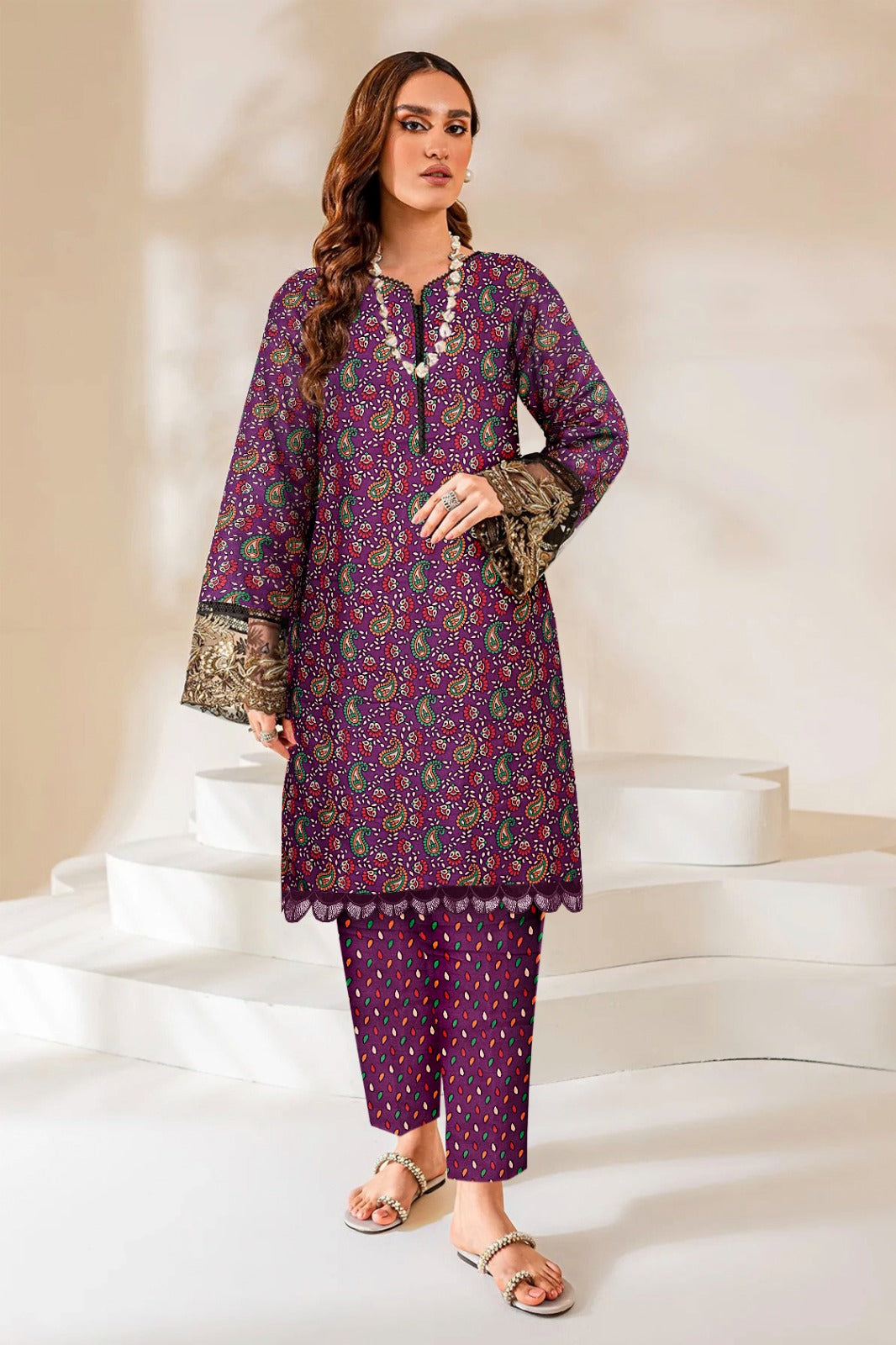2 Piece – Cotton Digital Print Suit ( Nishat LS68)