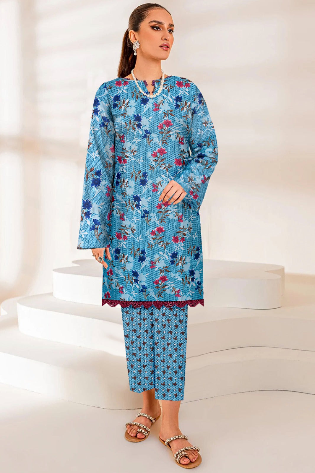 2 Piece – Cotton Digital Print Suit ( Nishat LS70)