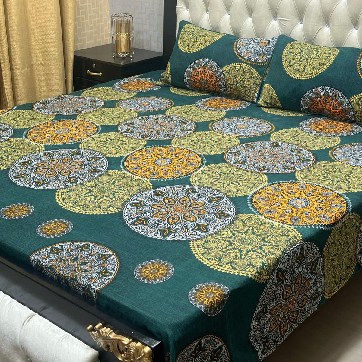 ROMA BLUE ANGLE  PREMIUM COTTON KING BEDSHEET 3 PCS