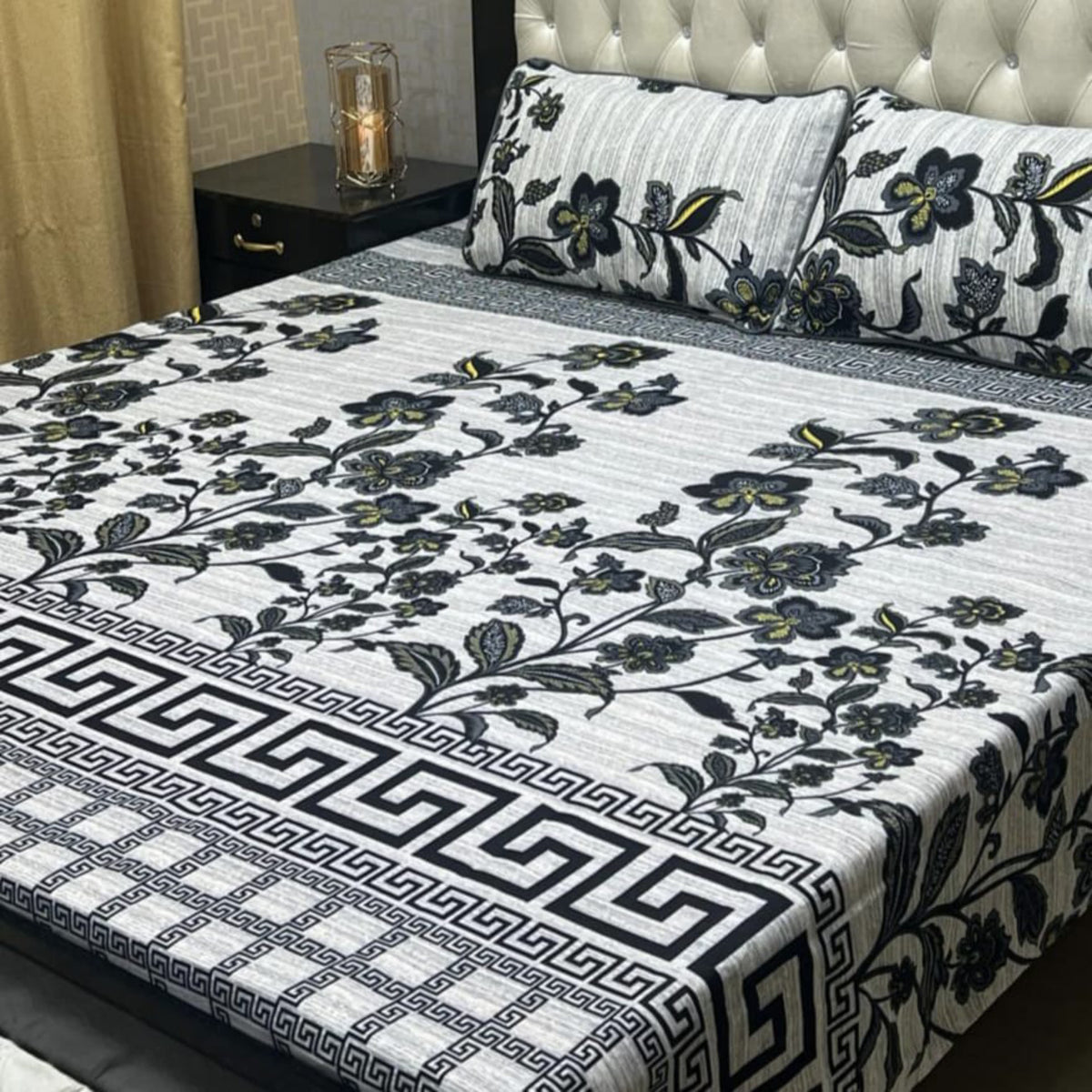 ROMA MINI BLUE PREMIUM COTTON KING BEDSHEET 3 PCS