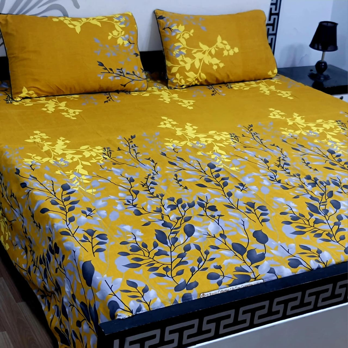 YELLOW  COTTON KING BEDSHEET 3 PCS