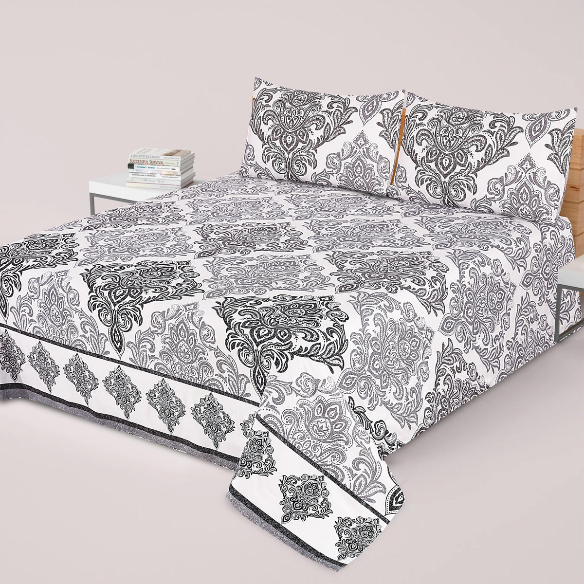 DZ-X16 PANEL PREMIUM COTTON KING BEDSHEET 3 PCS