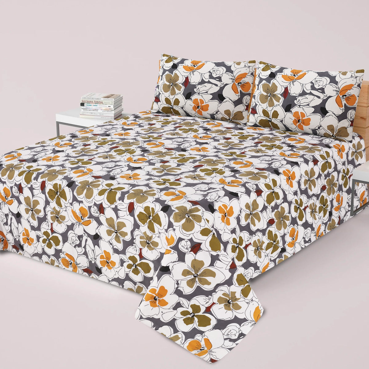 FLOR PANEL PREMIUM COTTON KING BEDSHEET 3 PCS