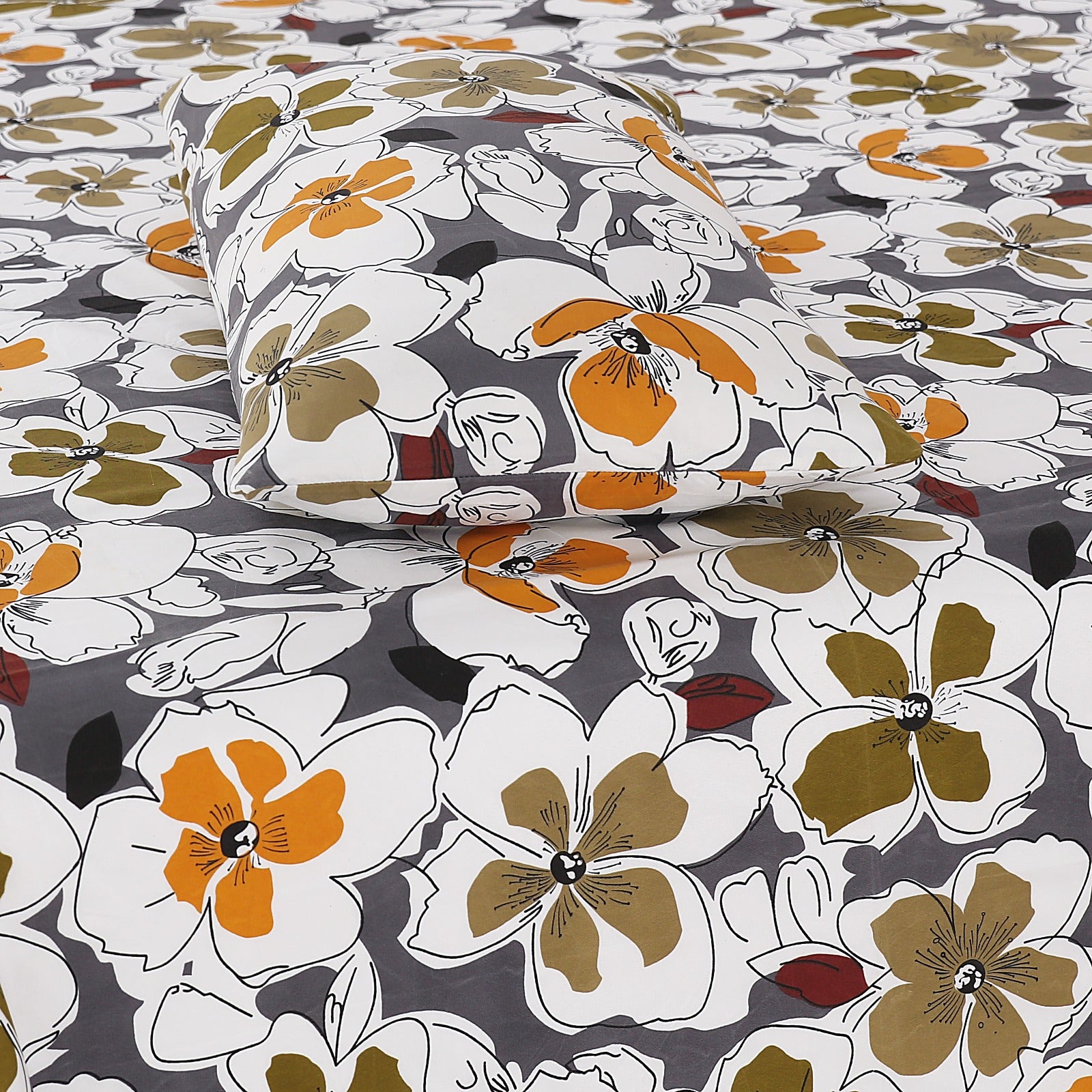 FLOR PANEL PREMIUM COTTON KING BEDSHEET 3 PCS