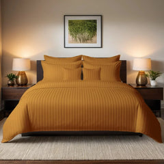 8 Pcs Comforter Set COPPRE STRIPE ( light weight filling )