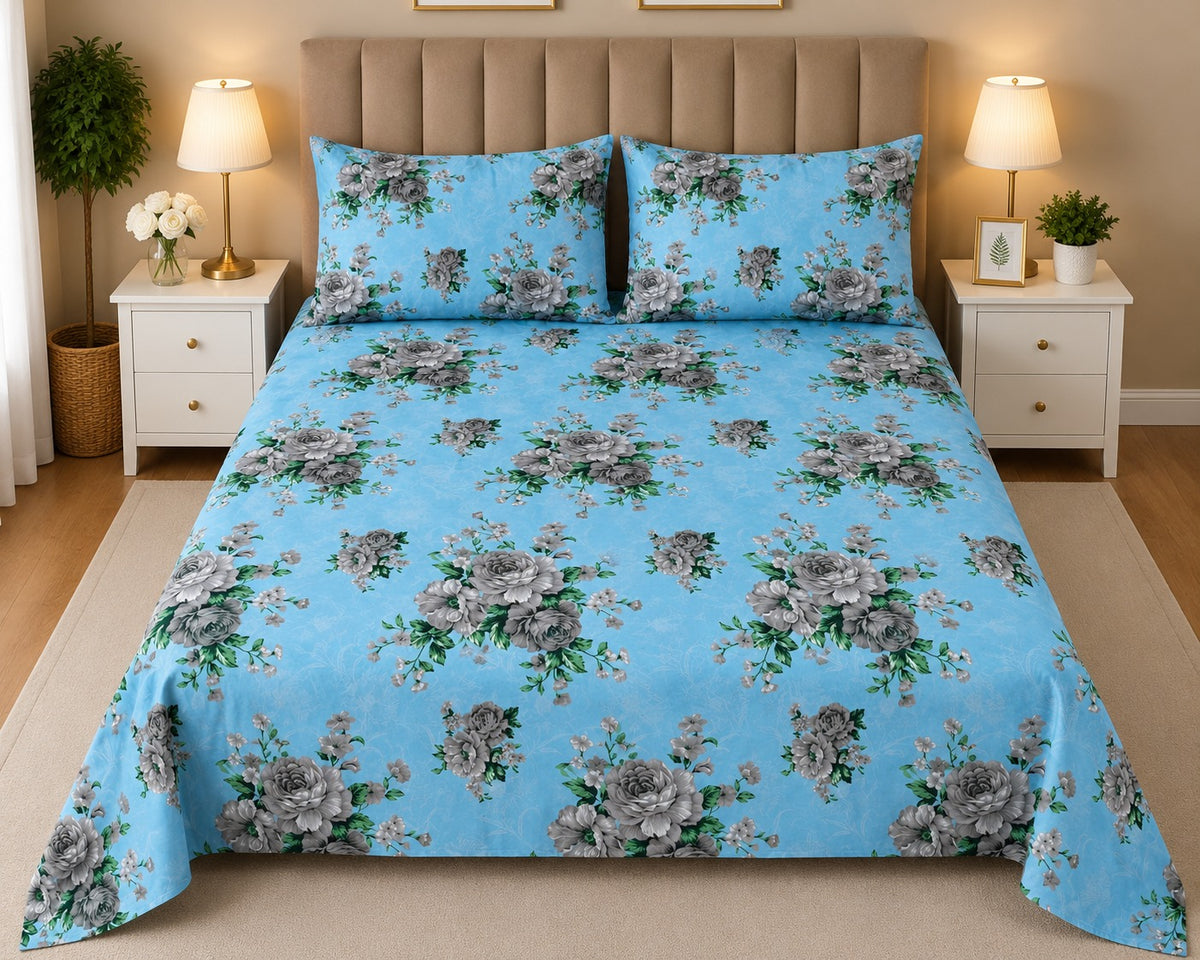 DIVINE PREMIUM PURE COTTON KING BEDSHEET 3 PCS
